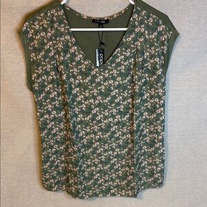 Papermoon Womens Sleeveless Green‎ Floral Blouse Size XS Lightweight Spring NEW